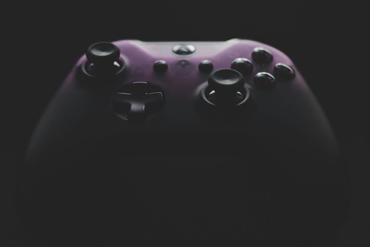 Best Xbox Wireless Controller in purple colorway closeup showing thumbsticks and buttons