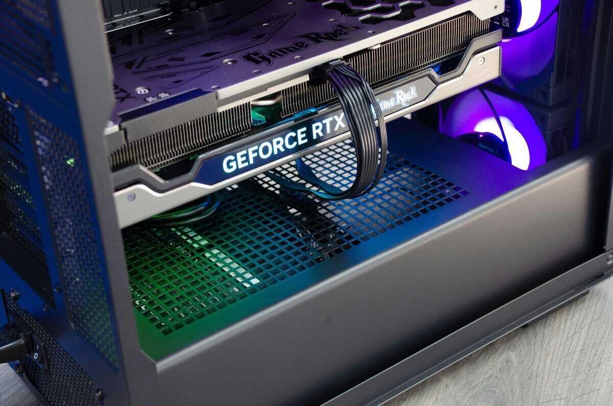 Best graphics card for 1440p gaming installed in a PC case with RGB lighting