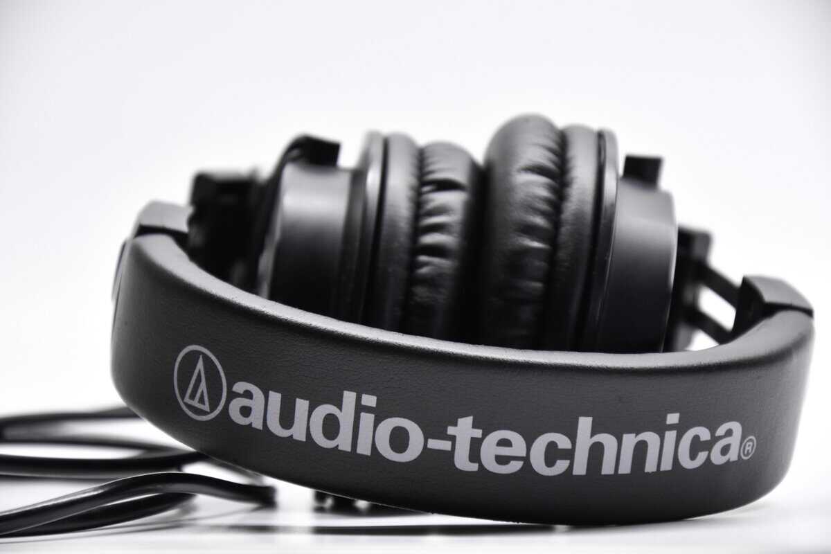 Audio-Technica over-ear headphones folded on a white background, a classic pick among the best cheap over ear headphones for studio-quality sound