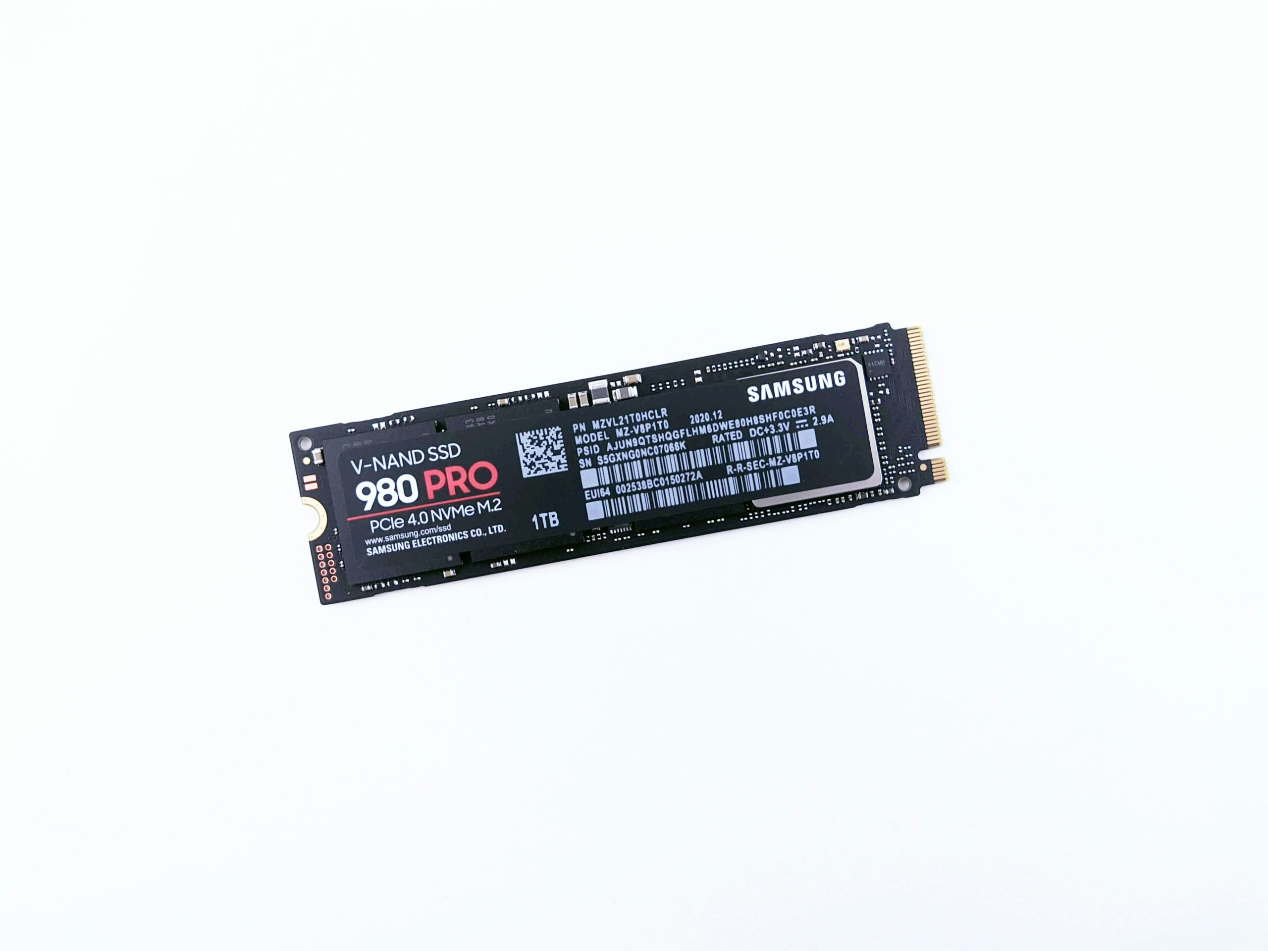 Samsung 980 Pro 1TB NVMe M.2 SSD product photo, one of the top contenders for the best SSD for gaming