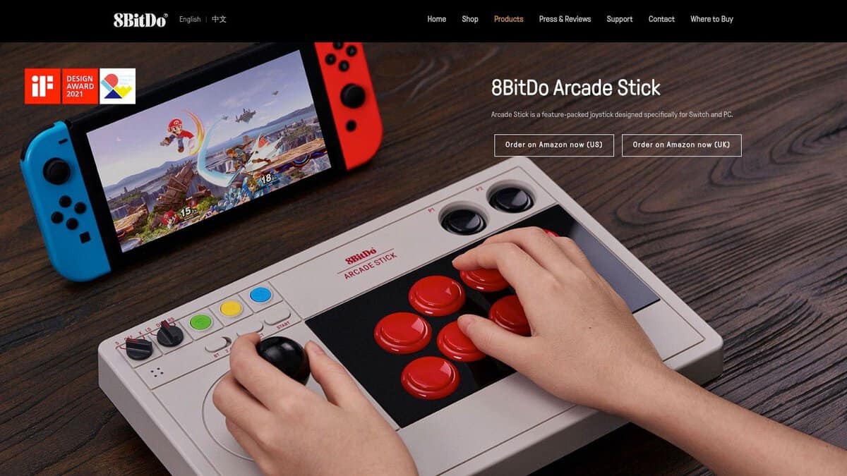 Screenshot from https://www.8bitdo.com/arcade-stick/