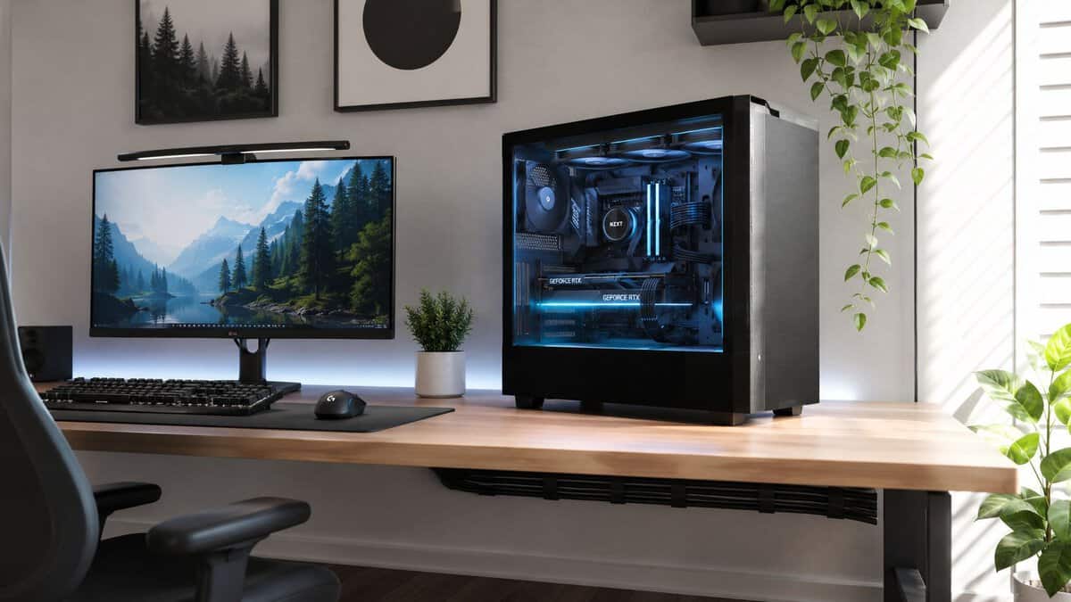Clean gaming desk with hidden wires, the goal of good PC cable management