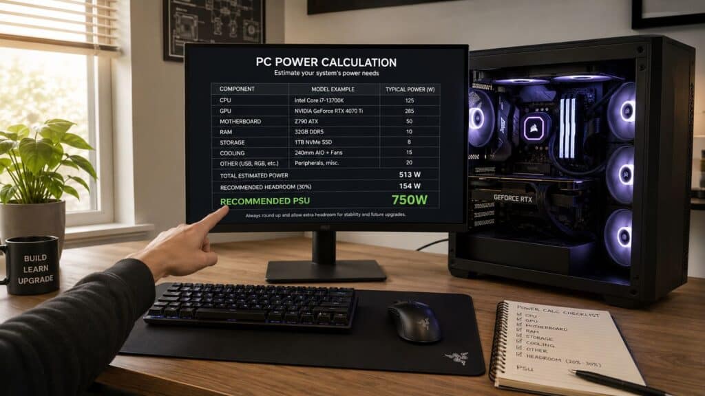 Best 750W PSU installed in a gaming PC powering an RGB build