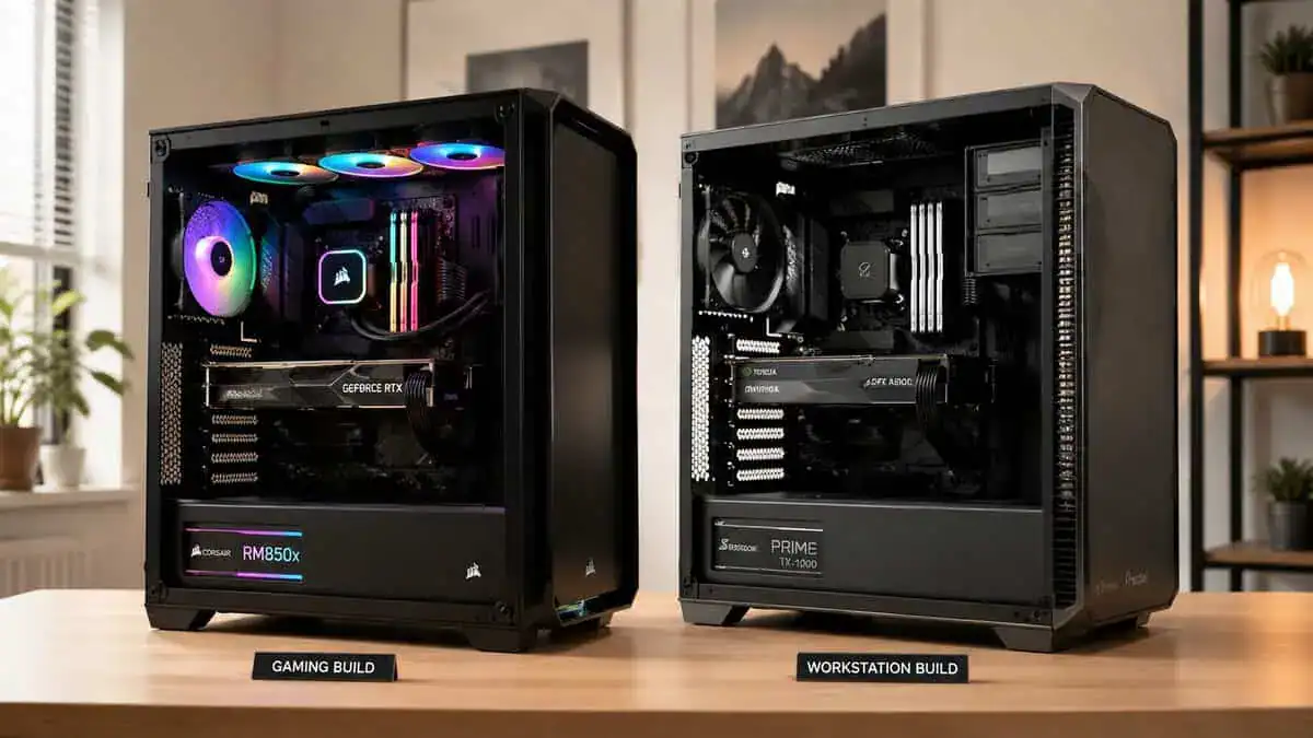 Two gaming PC builds side by side to show which best 850W PSU fits each