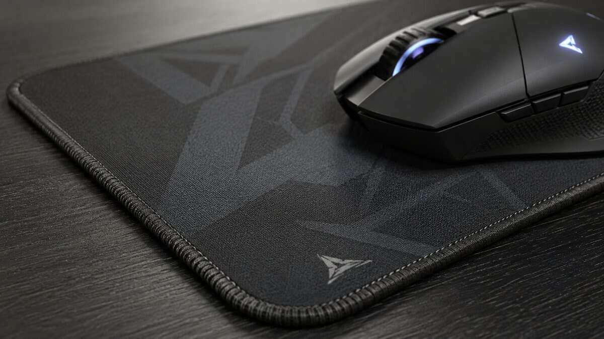 A lightweight gaming mouse gliding across the best mousepad for Fortnite during a match