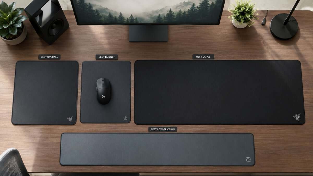 Several of the best mousepad for Fortnite options compared side by side by size and surface