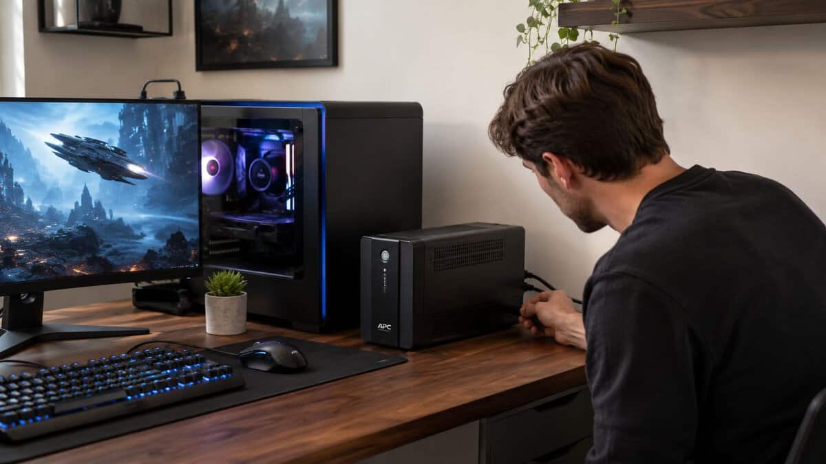 Best UPS for a gaming PC wired to a battery backup unit under a gaming desk