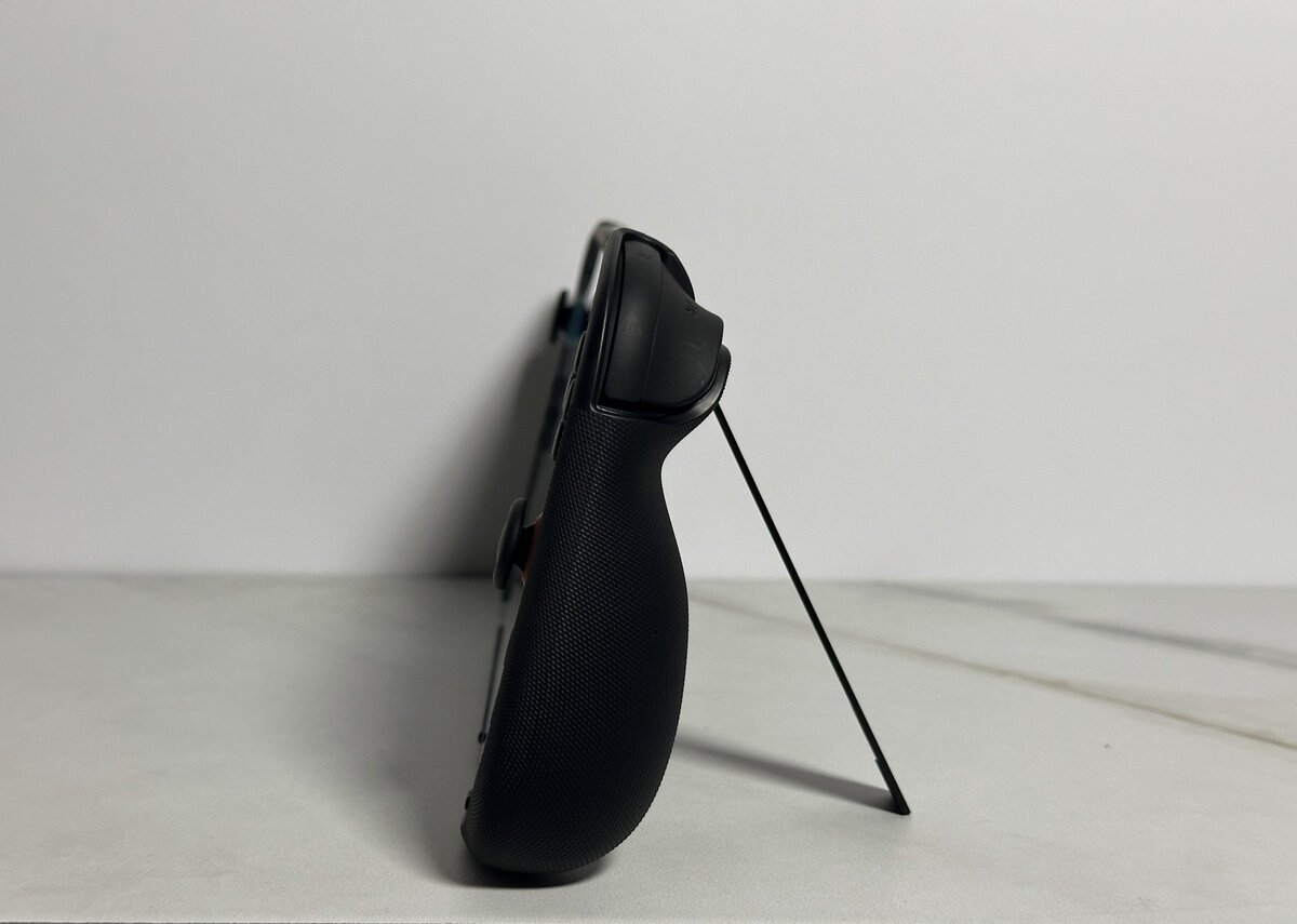 Side view of the JSAUX GoJoy case with its stand set at a steep angle